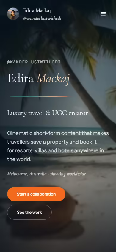 Edita Mackaj — wanderlustwithedi.com, recorded on a phone